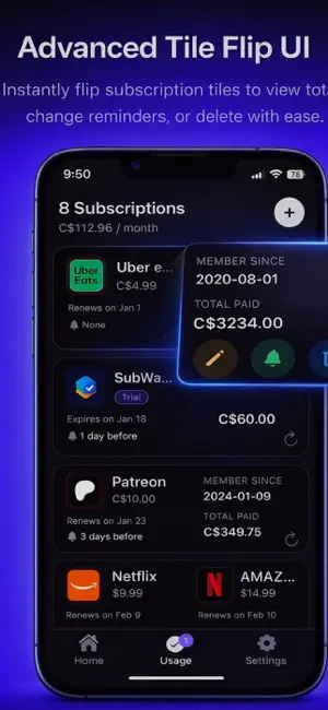 SubWatch: Subscriptions & Bill screenshot 4