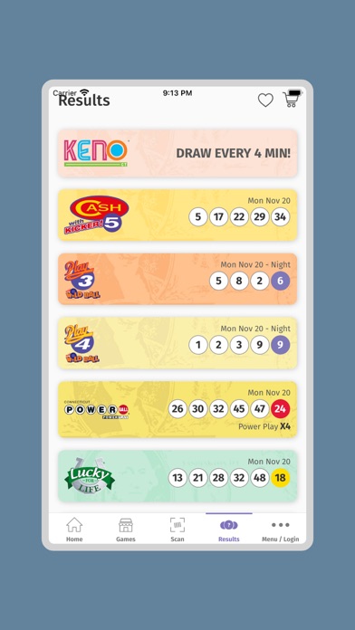 CT Lottery Screenshot