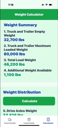 Truck weight scale calculator screenshot