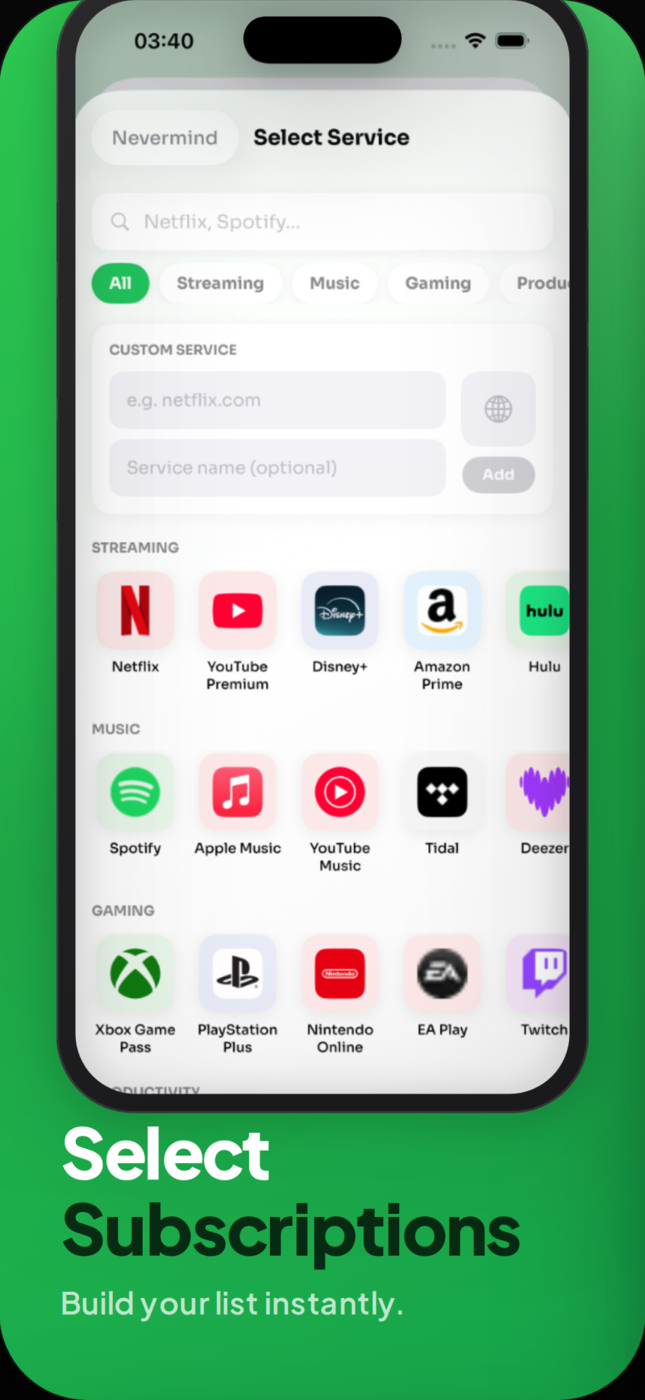 Subscriptions · Subtrackly