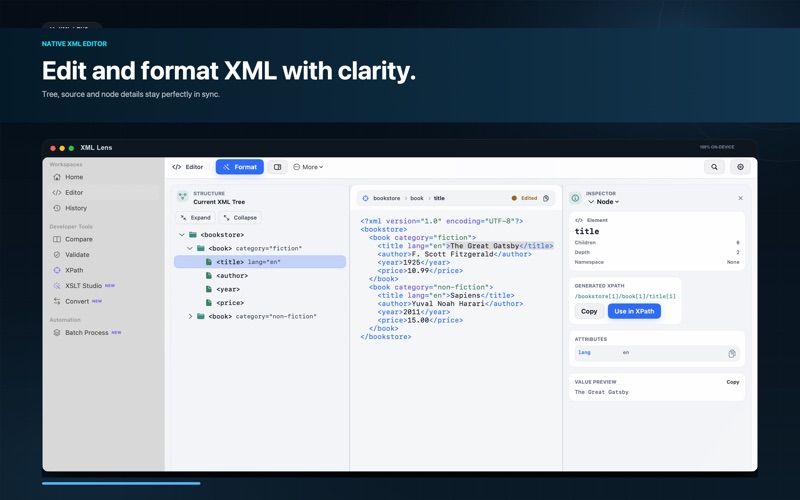 XML Lens screenshot