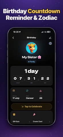 Birthday Reminder: Sky of Star iPhone screenshot