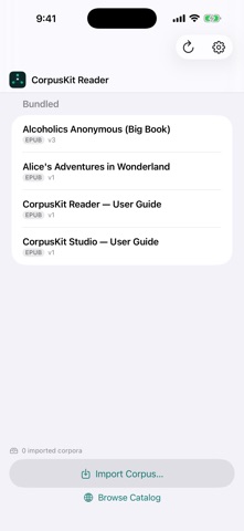 CorpusKit Reader iPhone screenshot