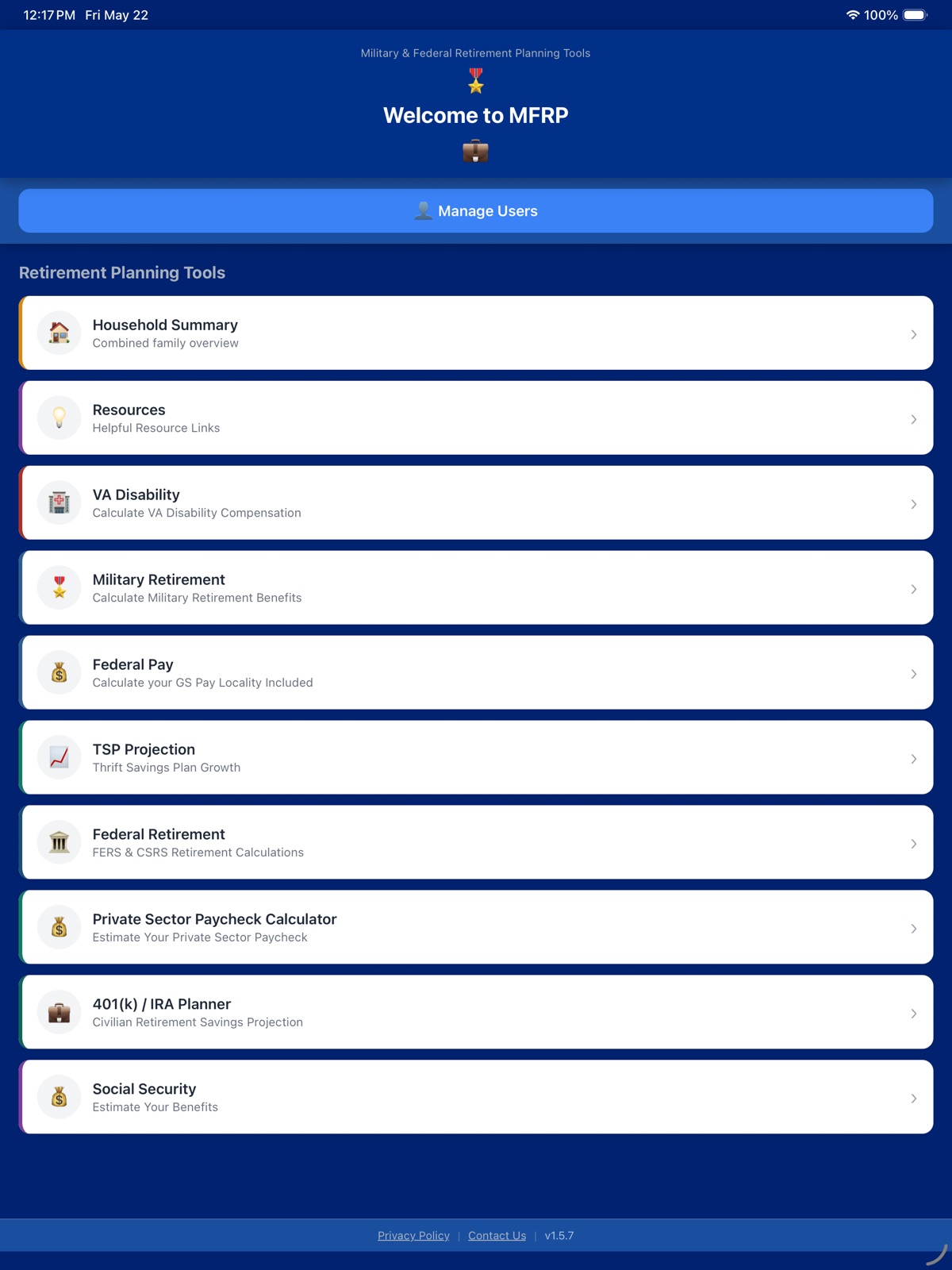 Military & Fed Retirement App ipad screenshot 1