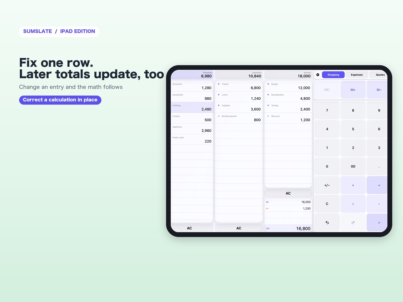 Screenshot 8 of SumSlate: Tape Calculator