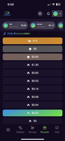 Swittch - Surveys & Rewards iPhone screenshot