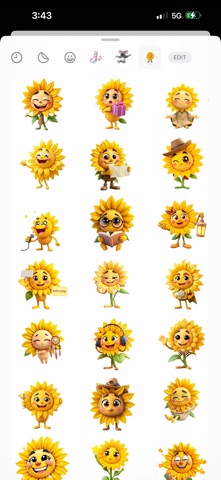 Ultra Happy Sunflower Stickers iPhone screenshot
