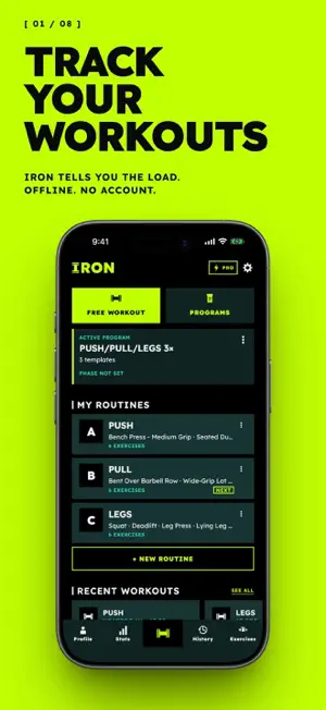 IRON: Gym Log & Lifting Diary screenshot 1