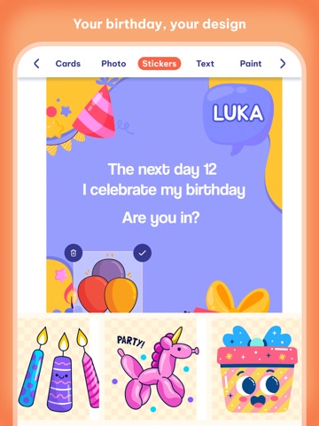 Make happy birthday greeting iPad screenshot