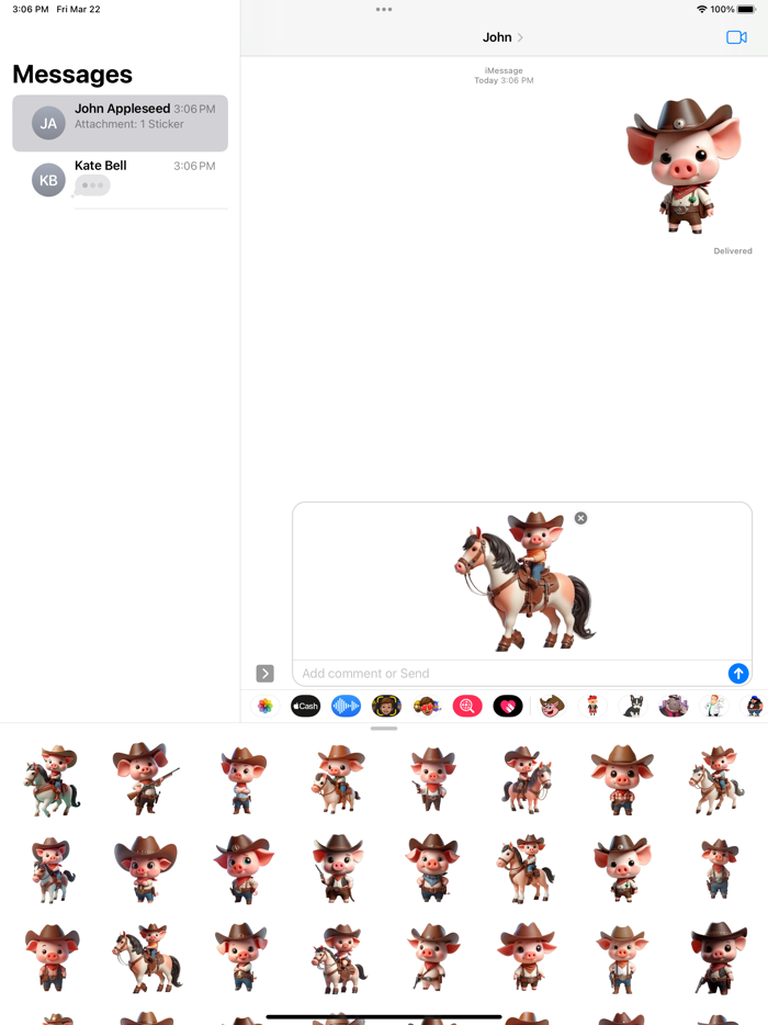 Piglet Cowboy Stickers