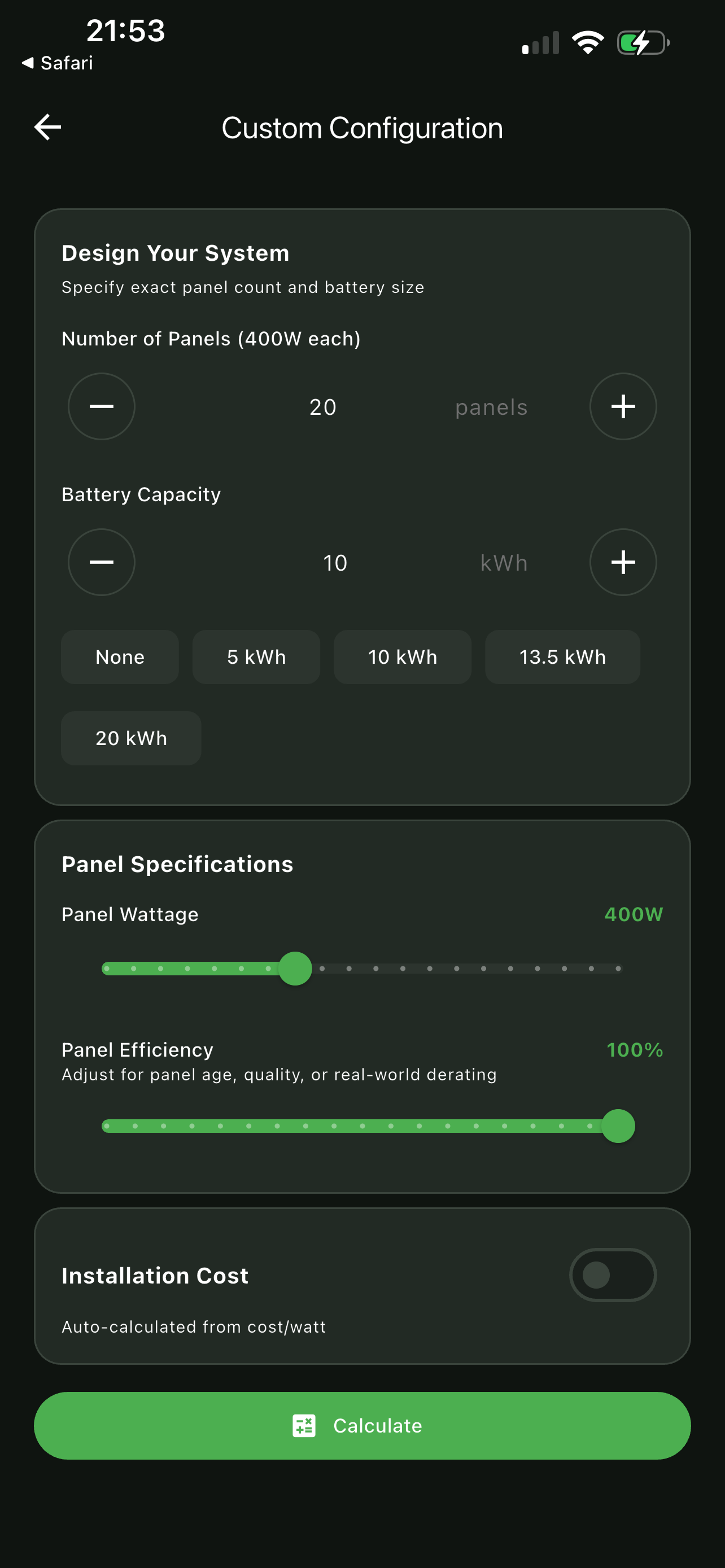 SolarWise - Solar Calculator