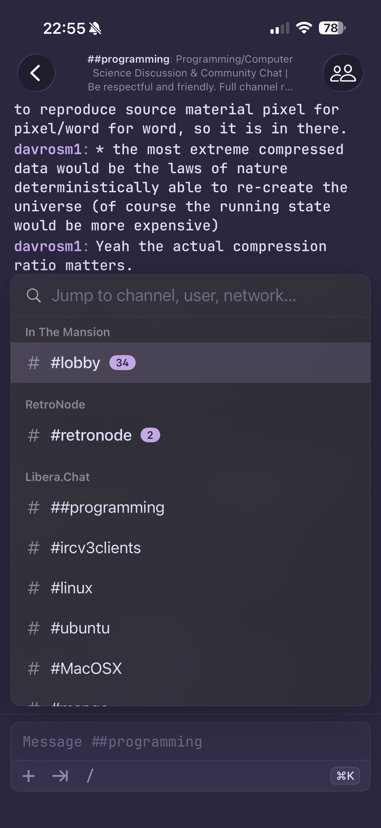 Mango IRC screenshot 3