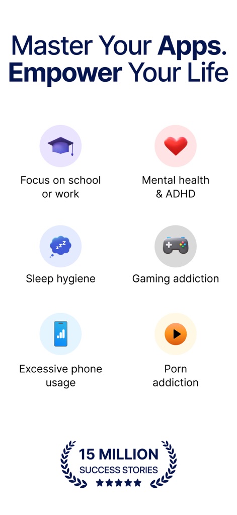 AppBlock: Block Apps & Website - 本アプリは、学業や仕事への集中、またはADHDの管理といった生産性向上と、過度なスマホ利用やポルノ依存からの脱却というデジタルウェルビーイングの向上を支援します。