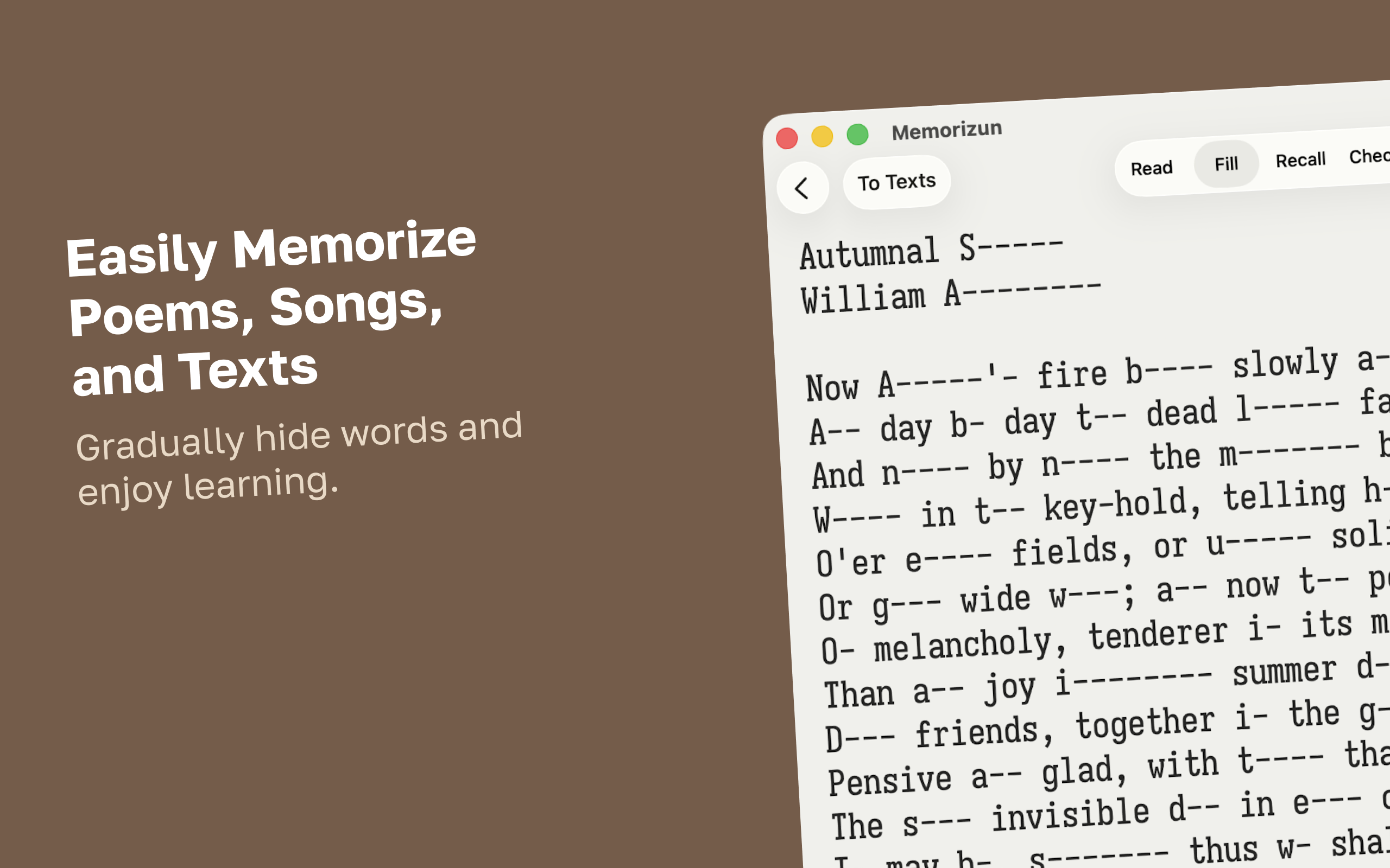 Memorizun: learn by heart