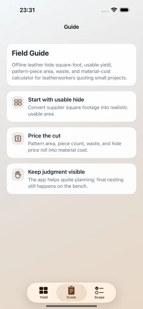 Leather Yield Calc screenshot 4