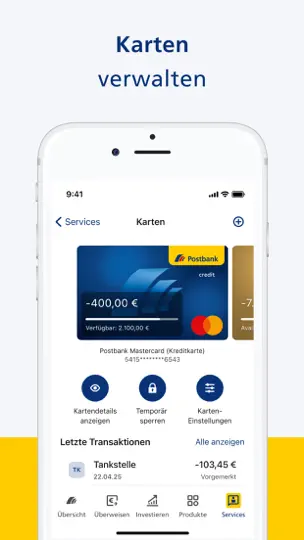 Screenshot von Postbank auf dem iPhone 4