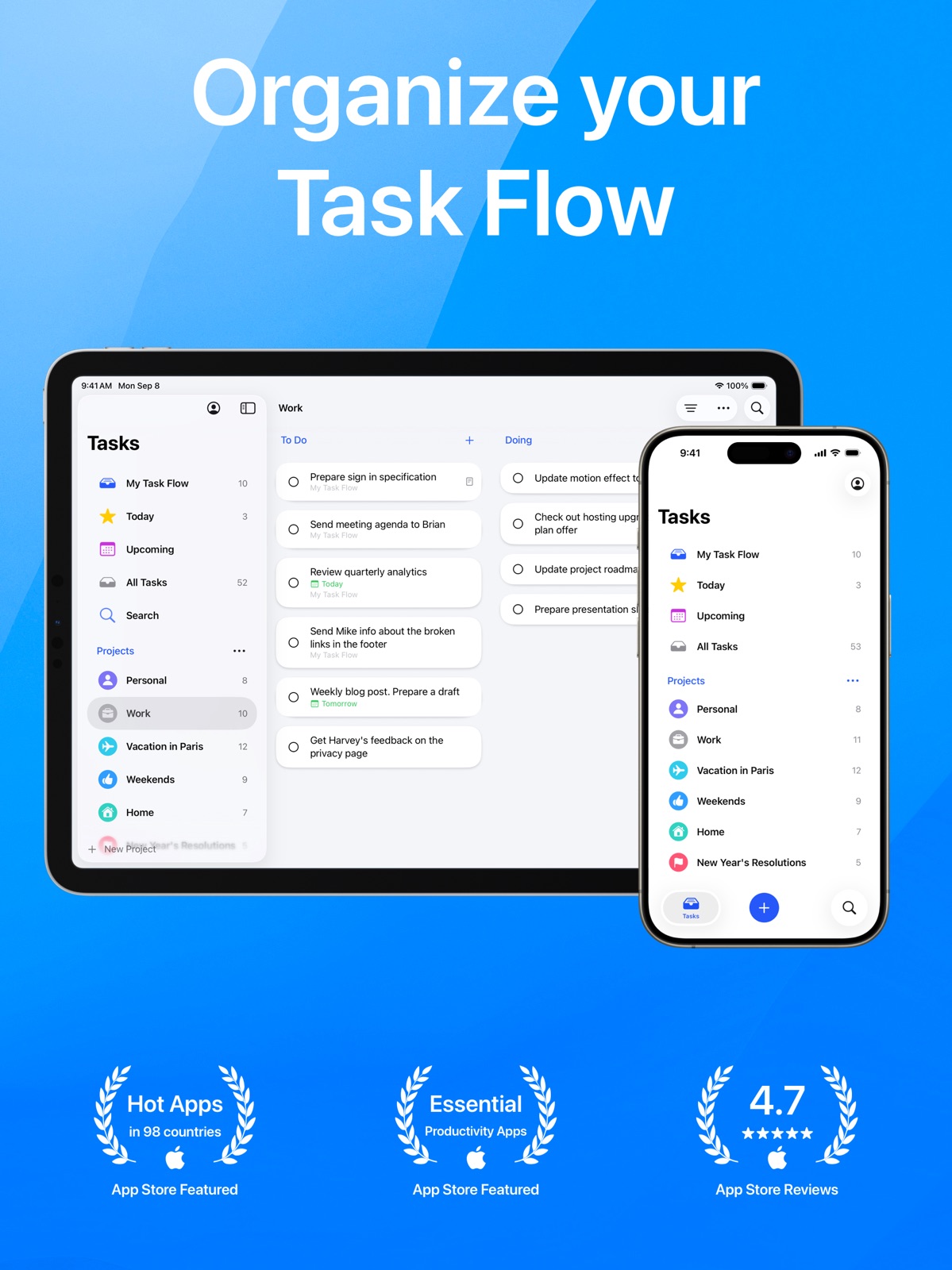 Task Flow: Tasks & Checklists ipad screenshot 1