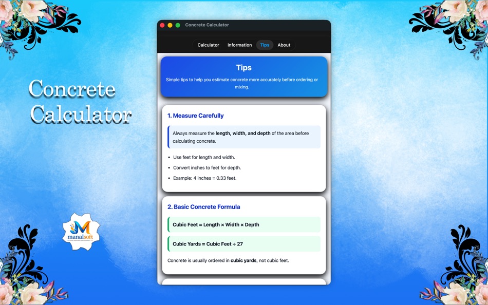 #5. Concrete Calculator (macOS) By: ManalSoft
