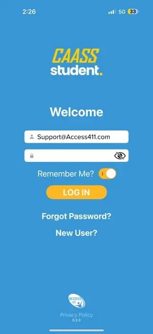 CAASS Student Portal screenshot 1
