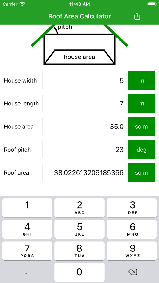 #2. Roof Area Calculator (iOS) 来自: Anna Filobok