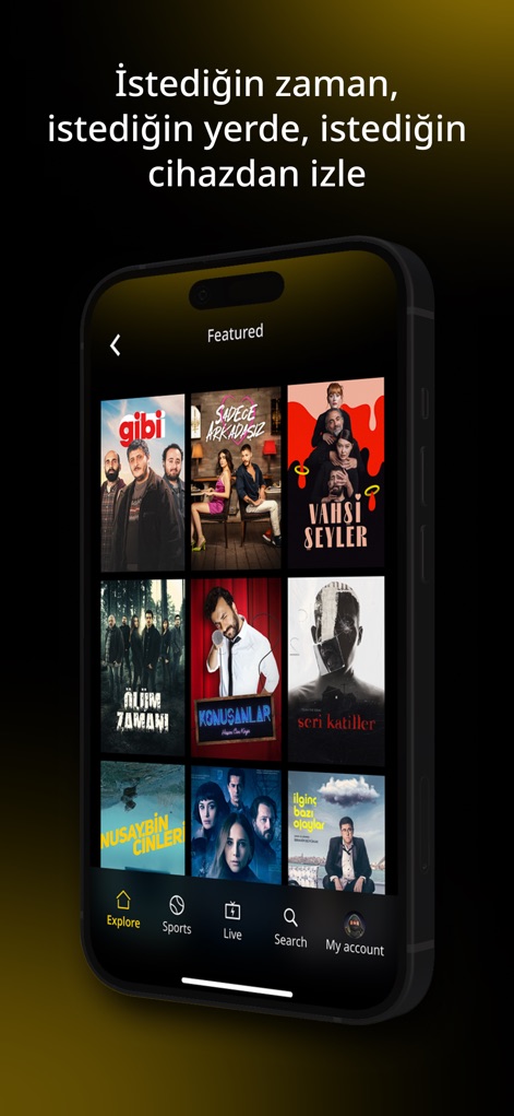 Exxen - Witness the platform's rich offerings, showcasing a wide array of exclusive content thumbnails and a streamlined content browsing experience.