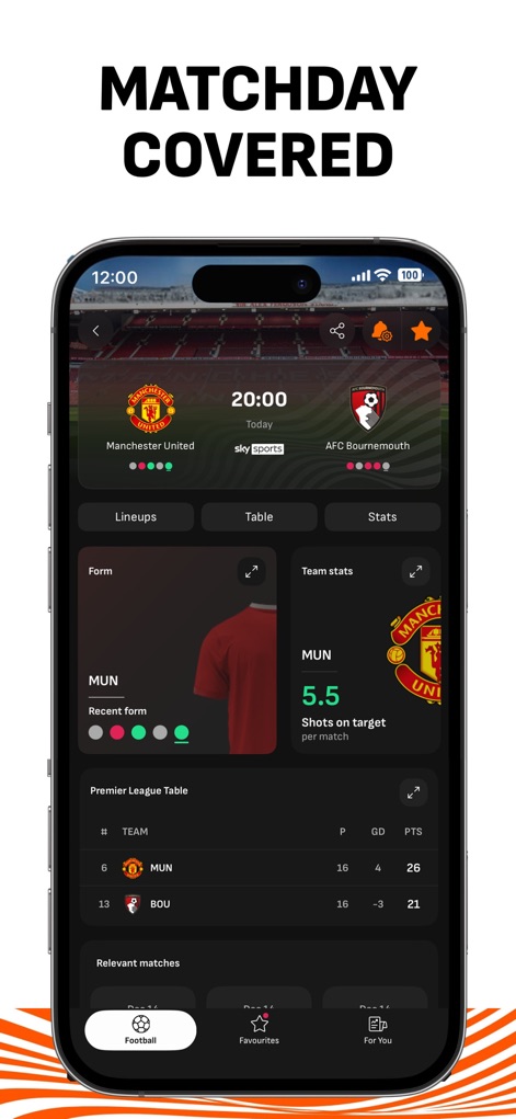 LiveScore: Live Sports Scores - This tool provides comprehensive match details, featuring live team statistics and an integrated "Premier League Table".