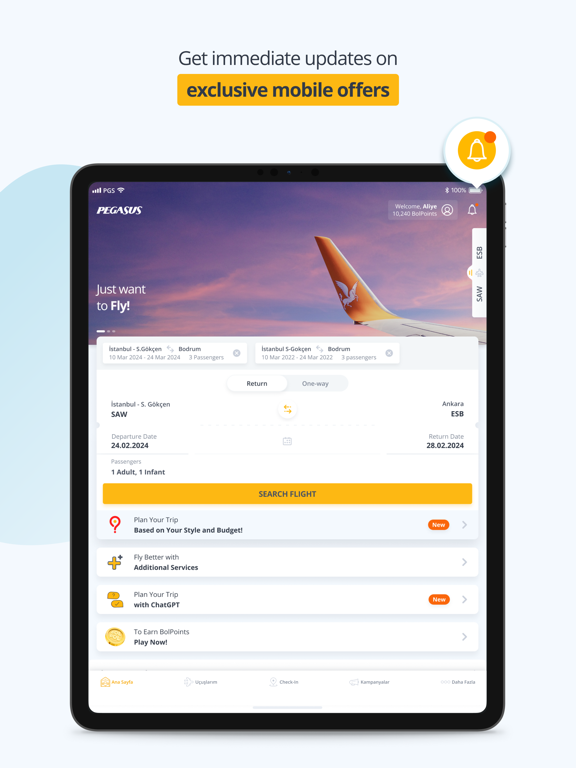 Pegasus: Cheap Flight Tickets iPad screenshot 4 - Travel app