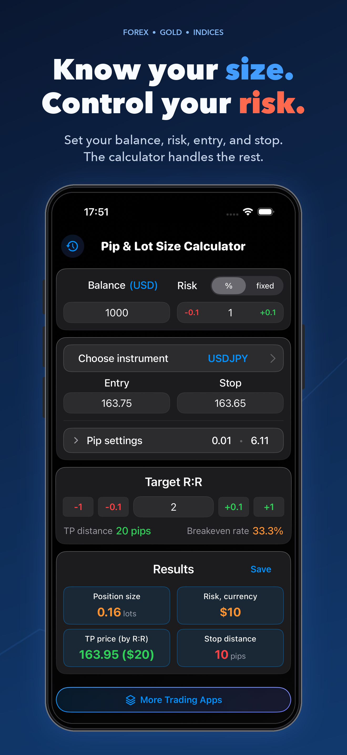 Pips & Lot Size Calculator screenshot 1