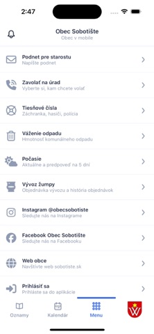 Obec v mobile screenshot
