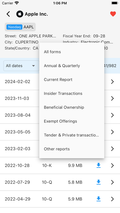 Finance Reports Screenshot