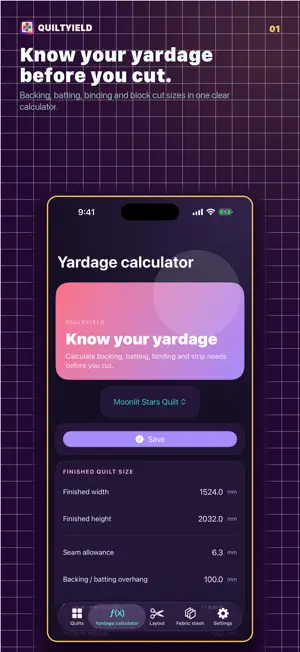 QuiltYield: Fabric Calculator screenshot 1
