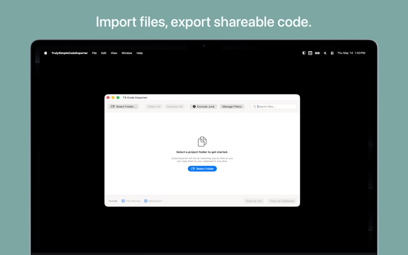 Truly Simple Code Exporter screenshot