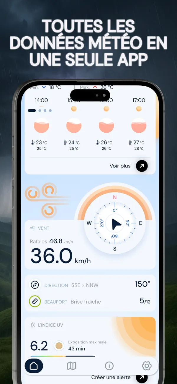 Screenshot #2 pour Météo Live: Alertes UV & Vent
