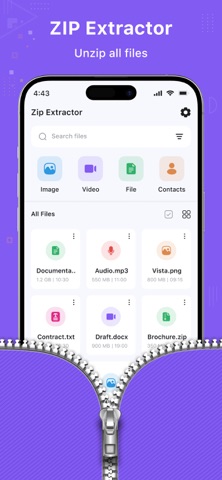 Zip Extractor : UnZIP & UnRAR iPhone screenshot