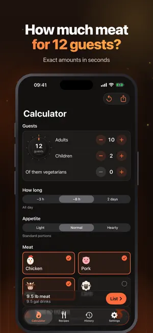 BBQ Meat Calculator & Recipes screenshot 1