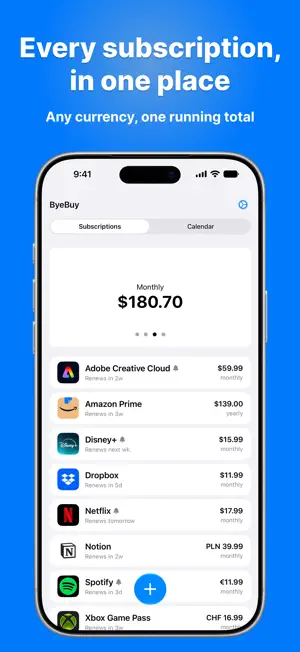 ByeBuy - Subscription Tracker screenshot 1