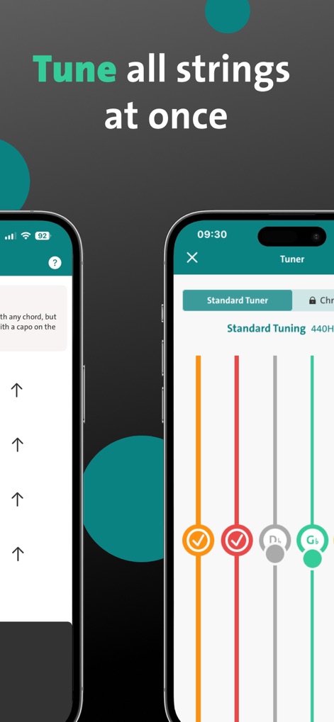 Chordify: Songs, Chords, Tuner - This tool offers a comprehensive chromatic tuner with clear visual feedback, ensuring instruments are perfectly in tune for optimal practice.