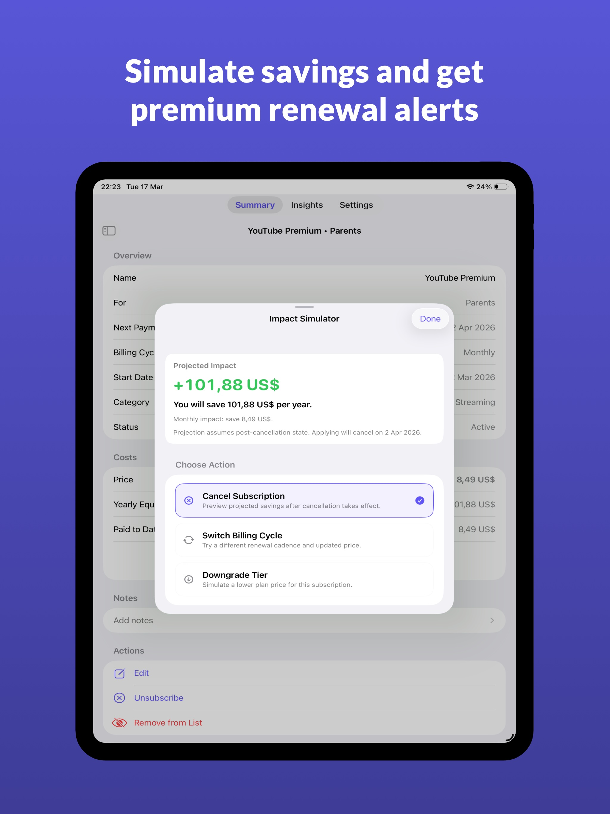 Subdue: Subscription Tracker