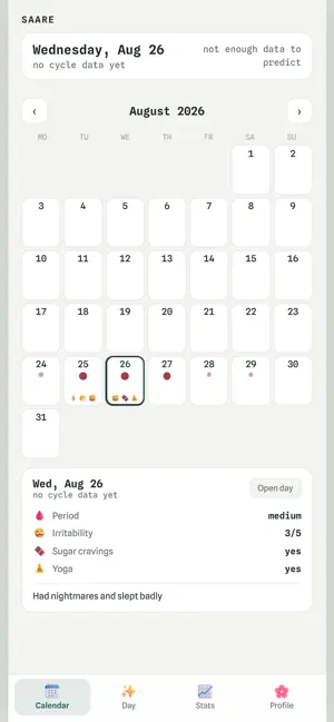 Saare · Period Tracker screenshot 1