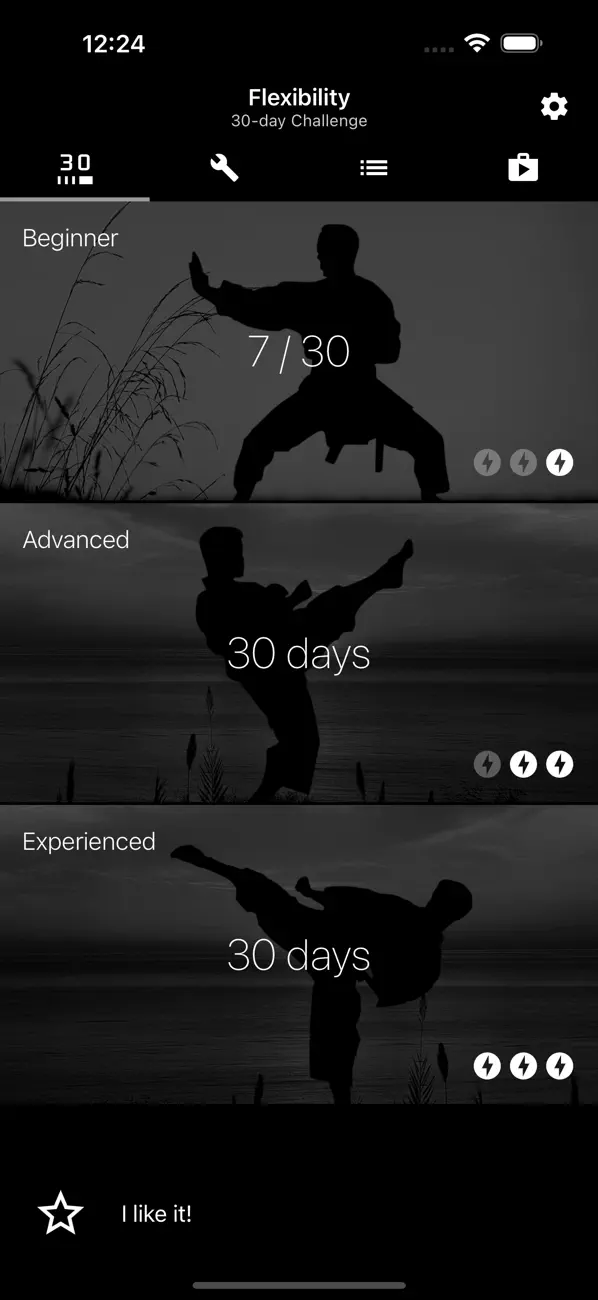 Flexibility for Fighters iOS app screenshot showing feature 1