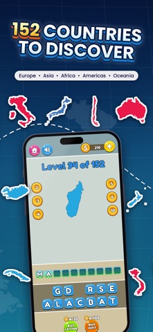 World Map Quiz: Country Shapes iPhone screenshot