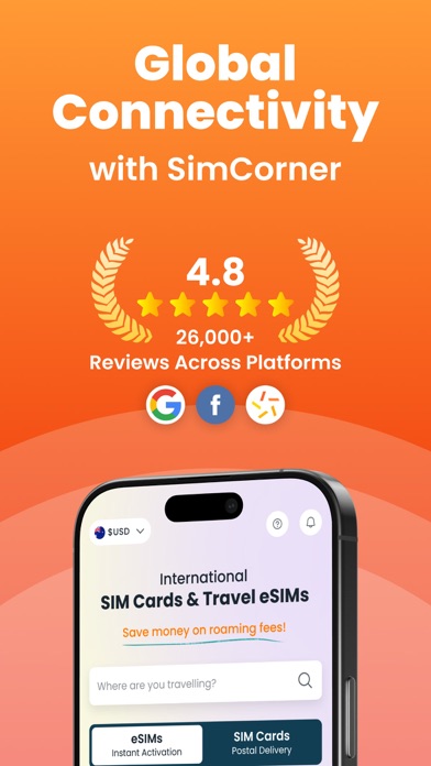 SimCorner: Travel eSim Cards iPhone screenshot 1 - Travel app