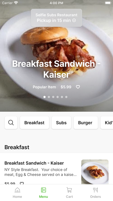 Selfie Subs iPhone screenshot 2 - Food & Drink app