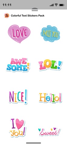 Colorful Text Stickers Pack iPhone screenshot