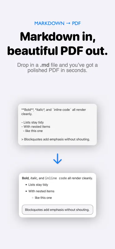 Markdown2PDF: Convert Markdown screenshot 1 of 5