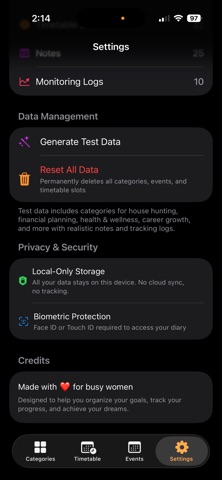 BusyBee Pocket Diary screenshot