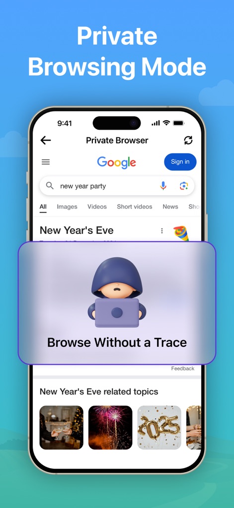 Parallel Space ~ App Cloning - Discover the dedicated 'Private Browser' feature, complete with a 'Browse Without a Trace' prompt, ensuring user privacy and anonymity while online.