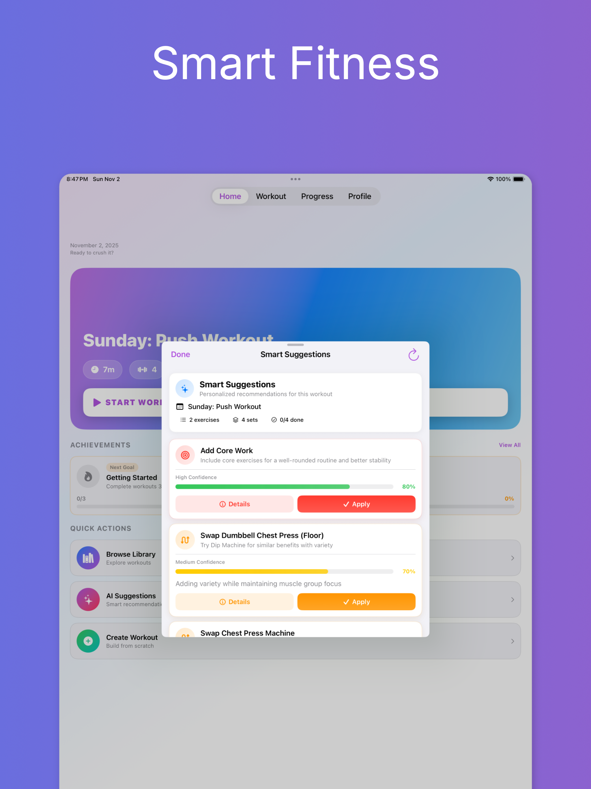 Gain: Home Gym Workout Planner