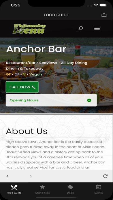 Whitsunday Menu Screenshot