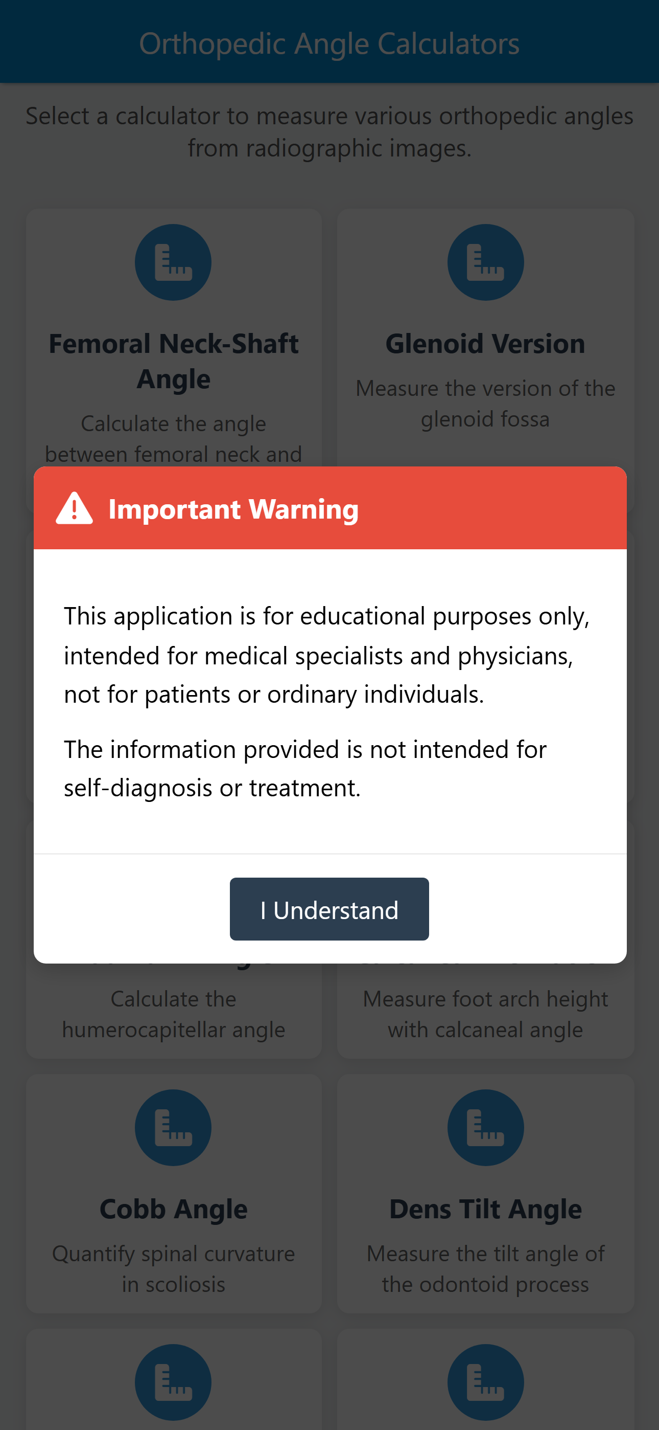 Orthopedic Angles Calculator